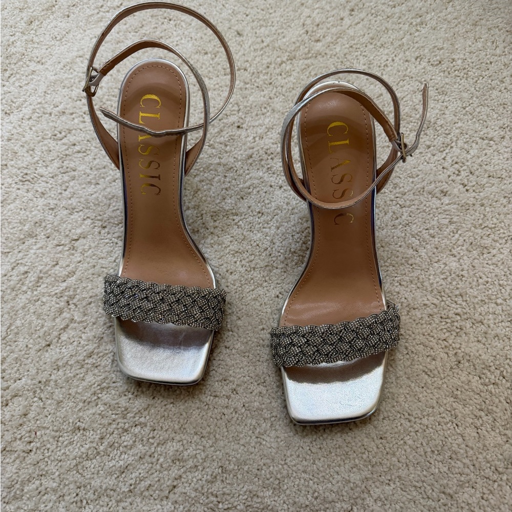 Ladies silver sparkle heels size 8